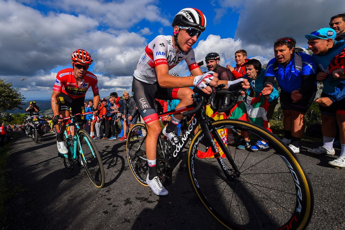 Tadej Pogacar (UAE Team Emirates) and Primoz Roglic (Jumbo-Visma) on Los Muchacos