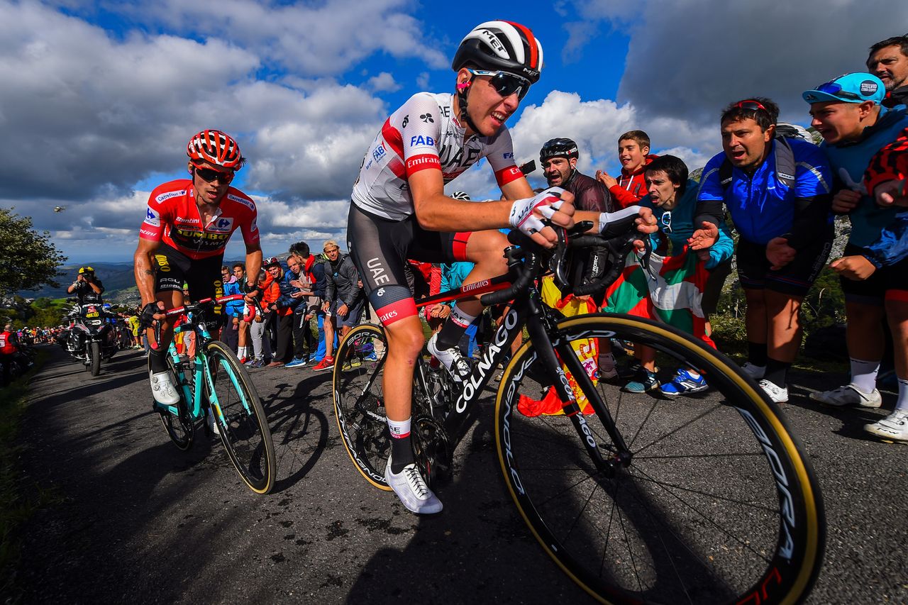 Tadej Pogacar (UAE Team Emirates) and Primoz Roglic (Jumbo-Visma) on Los Muchacos