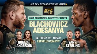 ESPN PPV for UFC 259 Promotional Splash with Blachowicz and Adesanya faces