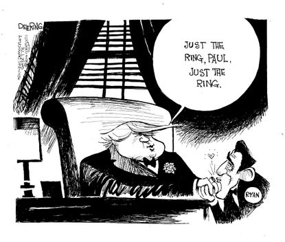 Political cartoon U.S. Donald Trump godfather Paul Ryan