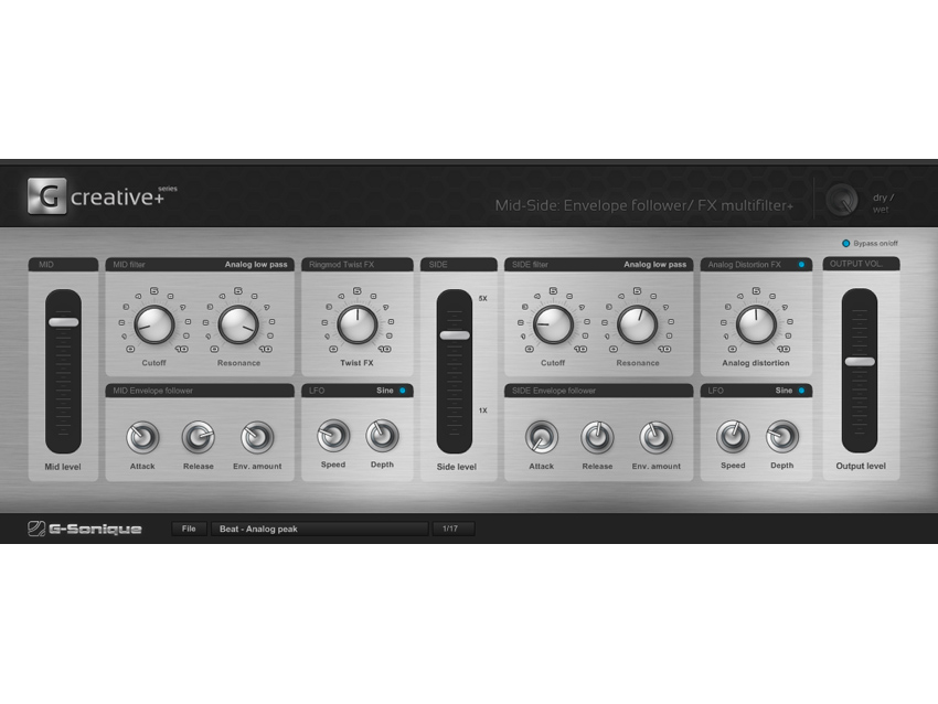 G-Sonique Mid-Side: Envelope Follower/FX Multifilter