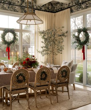 christmas decorated dining room