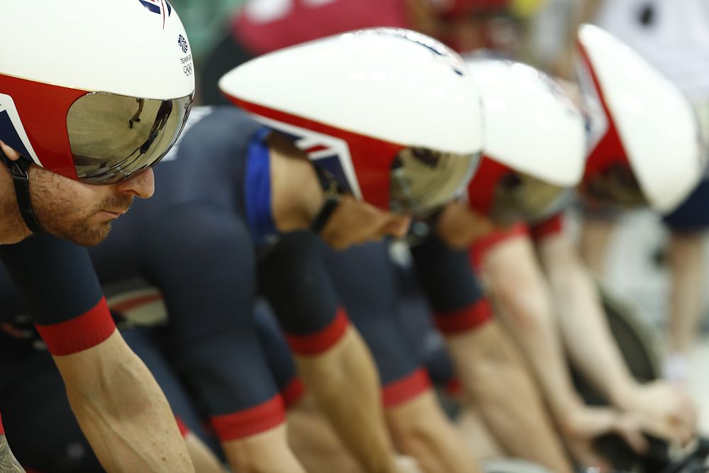 Team GB before the start of the team pursuit finals