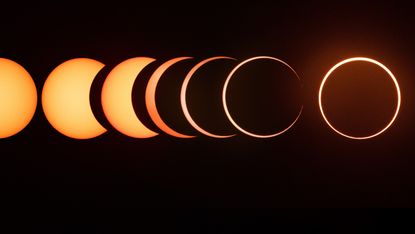 The entire sequence of the 2019 annular solar eclipse from start to finish. This sequence shows the beginning of the eclipse and continues all the way until the ring of fire is formed.