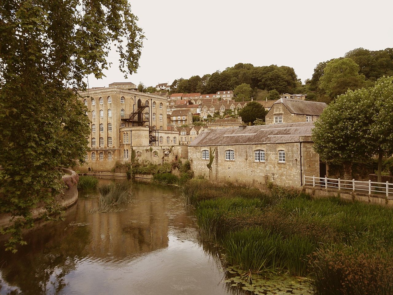 Sample image taken with Camp Snap 2 digital compact camera showing view of River Avon with buildings and trees