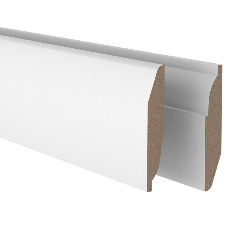 B&amp;amp;Q Fully finished white MDF chamfered ovolo-skirting board