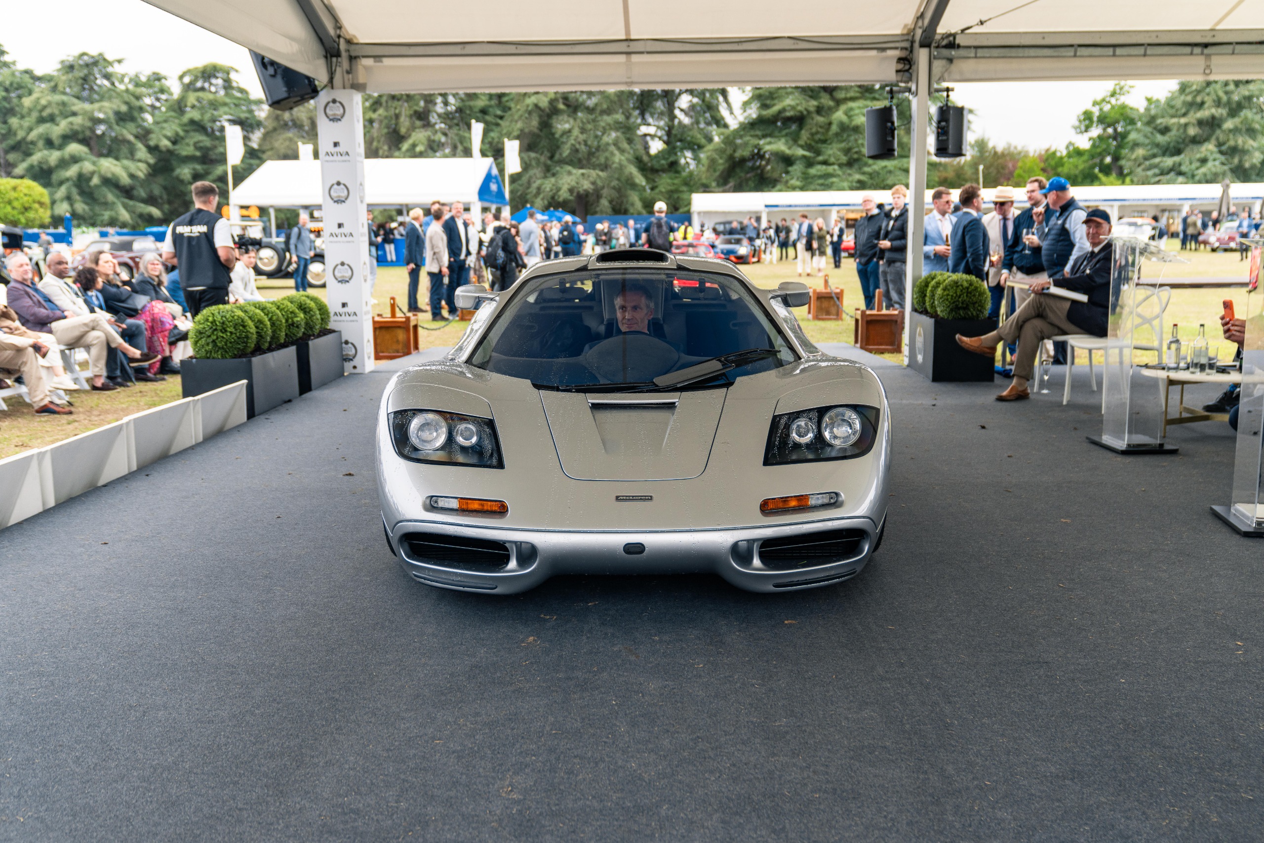 An F1, viewed from the front on the judging stage