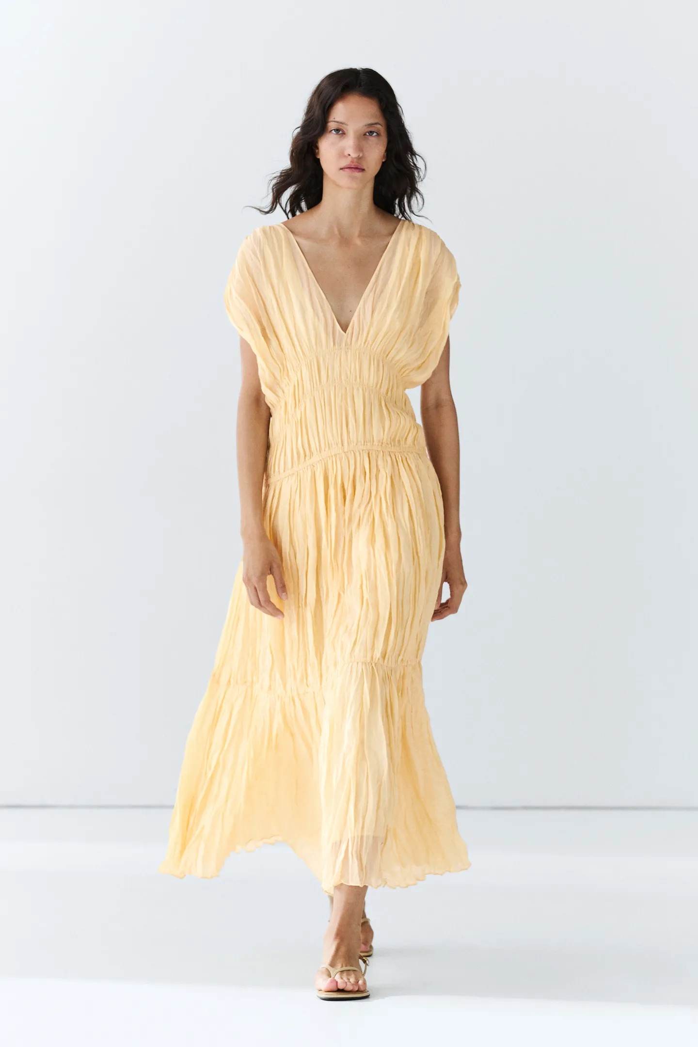 Massimo Dutti, Flowing Gathered Midi Dress