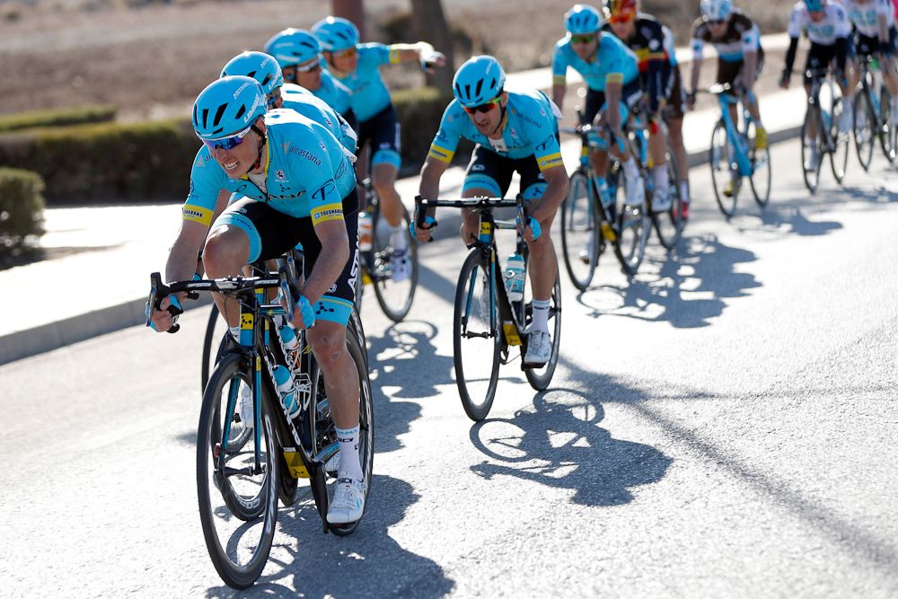 Astana on the front of the chase during stage 1 at Ruta de Sol