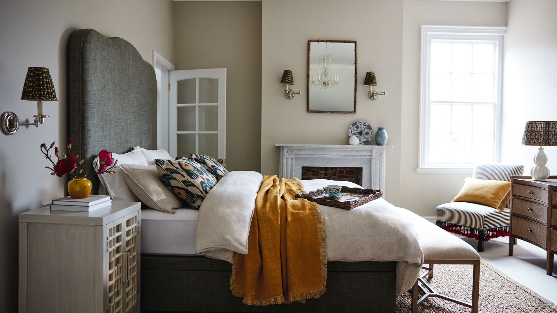 guest bedroom with storage and extra blankets