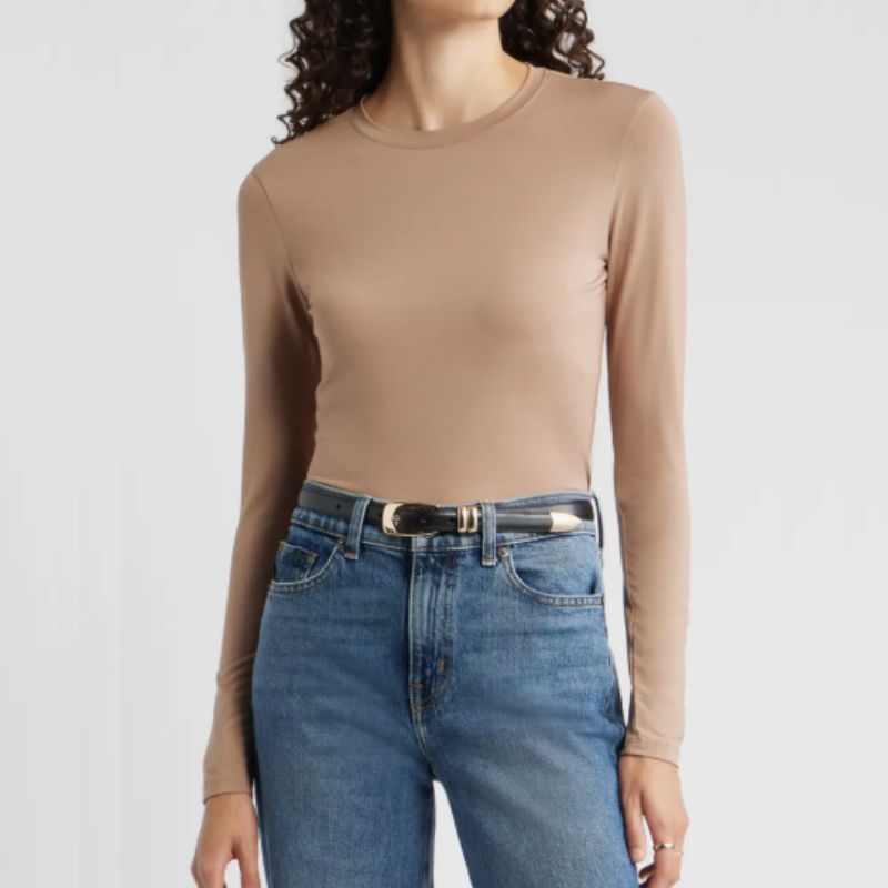 beige long sleeve top