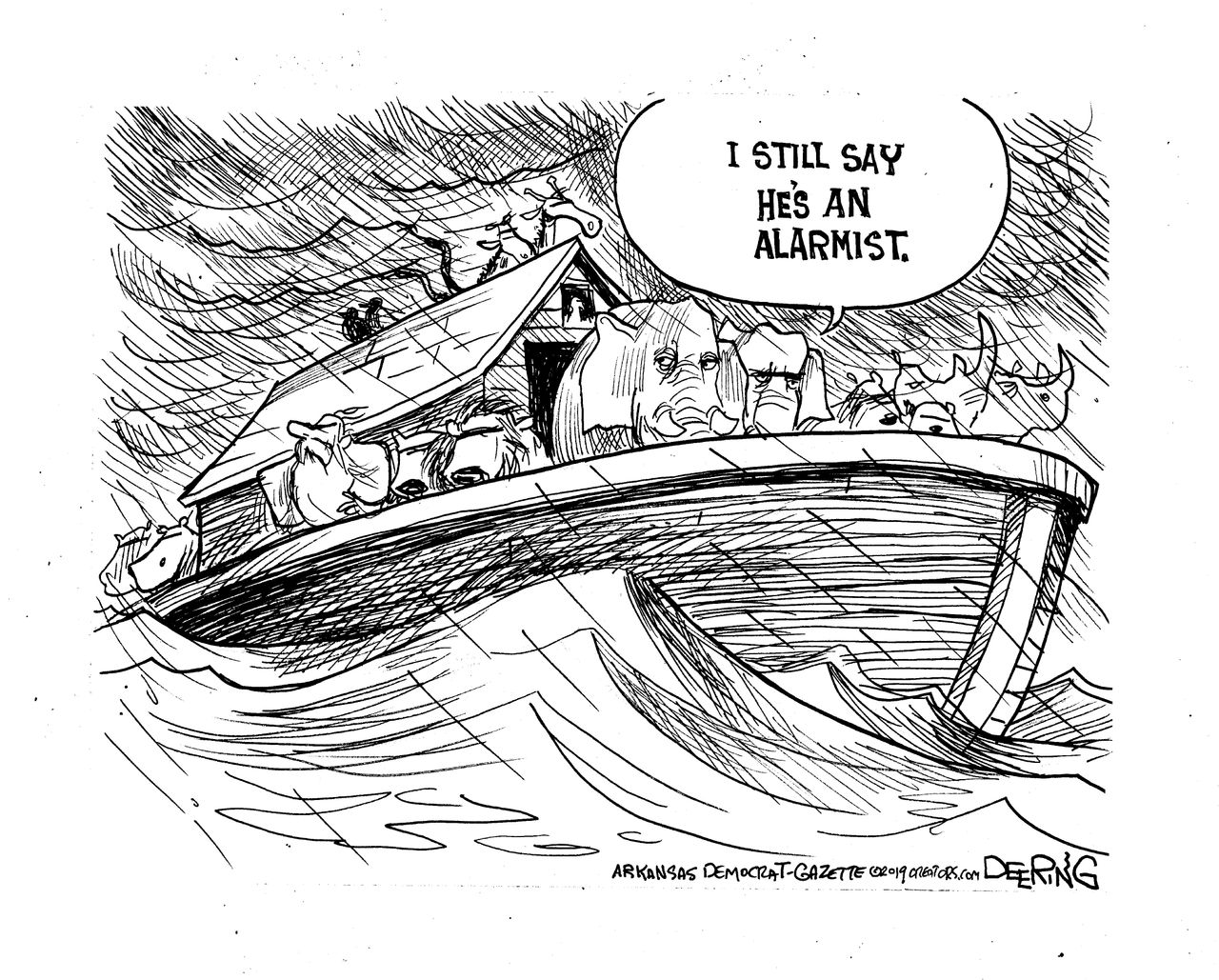 Editorial Cartoon U.S. Noah&amp;#039;s Ark Flood Climate Change Skeptics