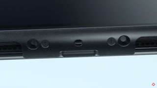 The edge of the Nintendo Switch 2, showing some speaker grilles