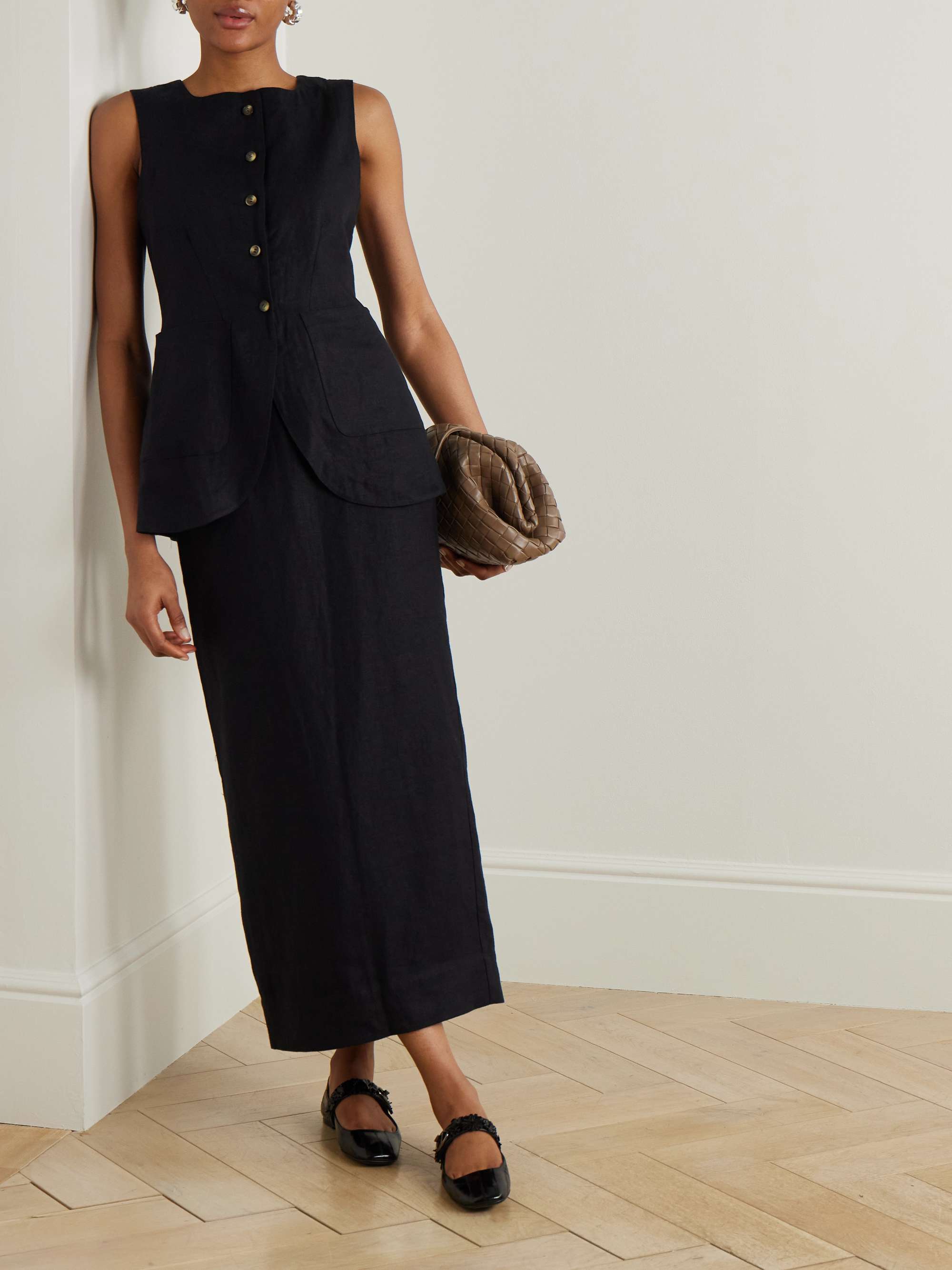 Emma Linen Midi Skirt