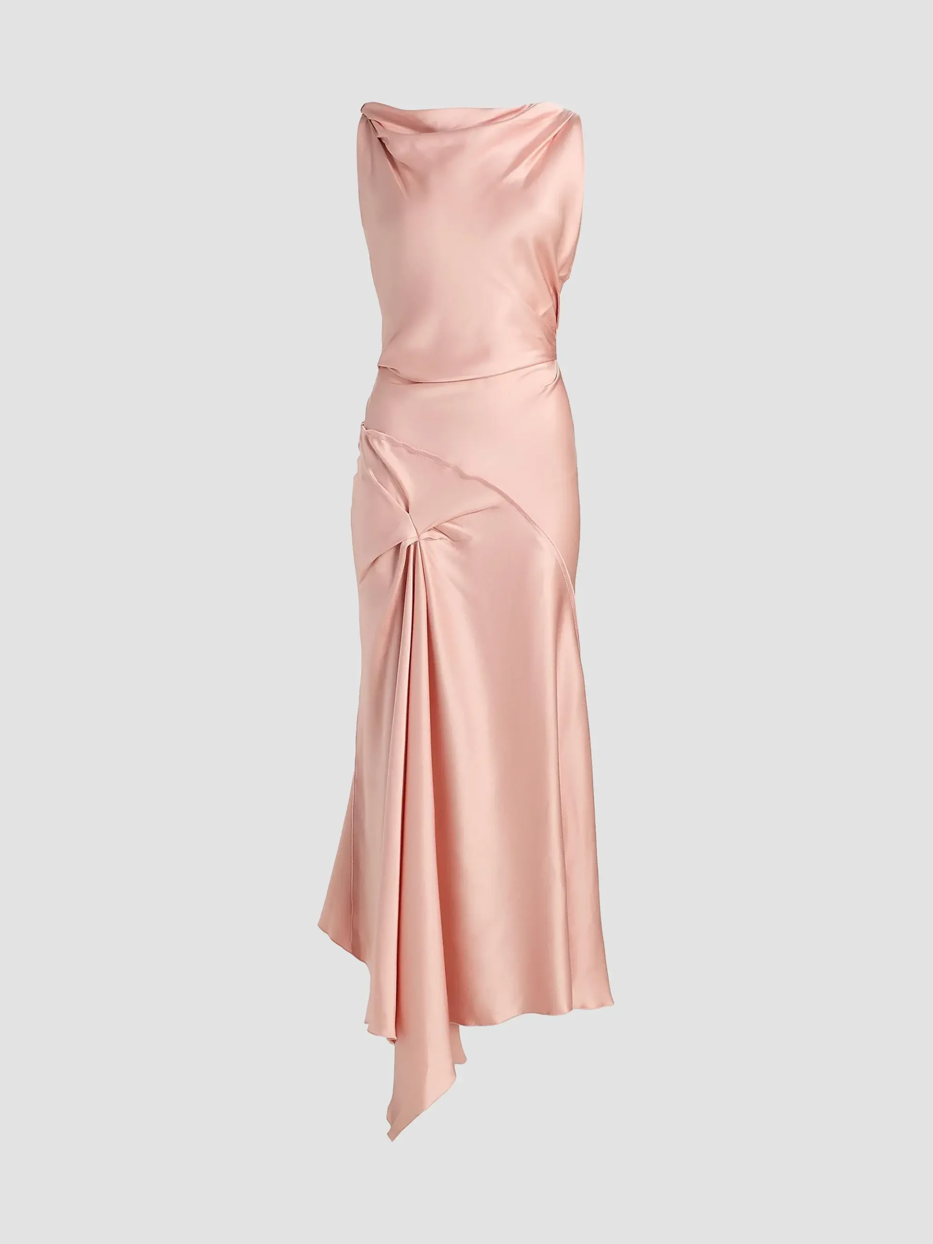Posy Draped Satin Midi-Dress