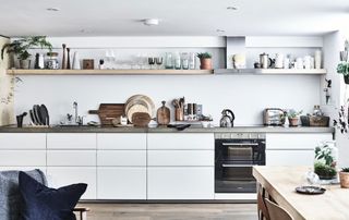 Small IKEA kitchen with open shelving