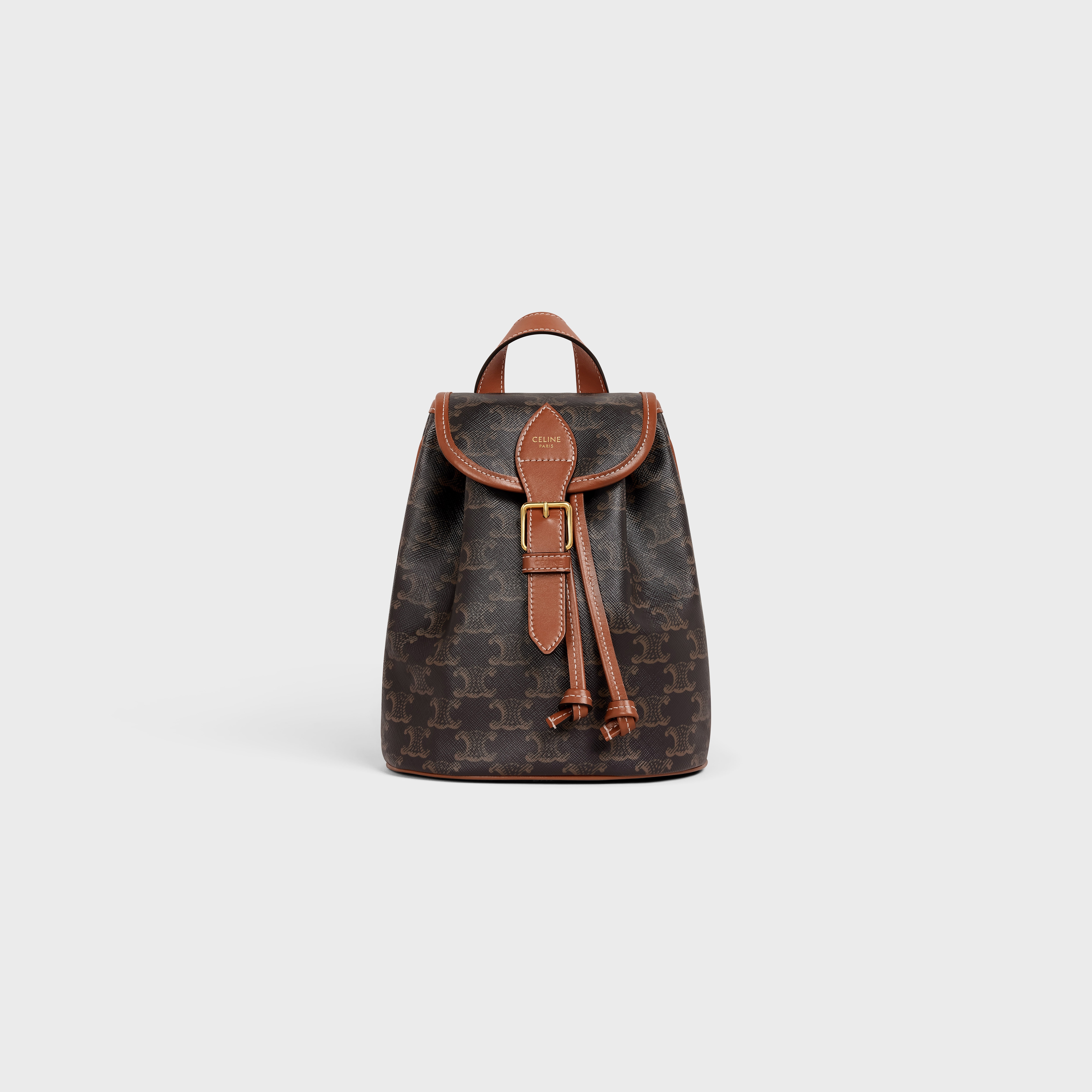Mini Backpack Folco in Triomphe Canvas and Calfskin