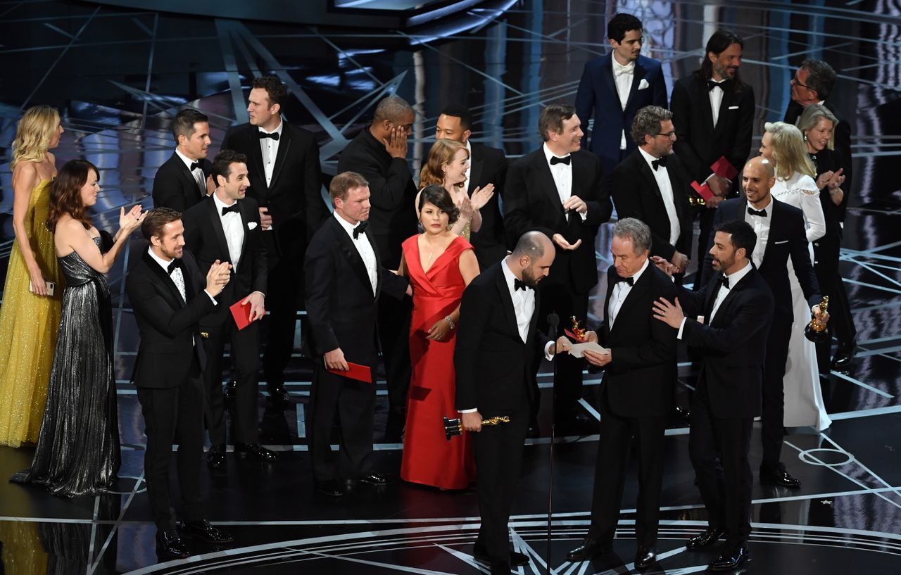 Jordan Horowitz, La La Land&amp;#039;s producer, holds the Oscar for Best Picture