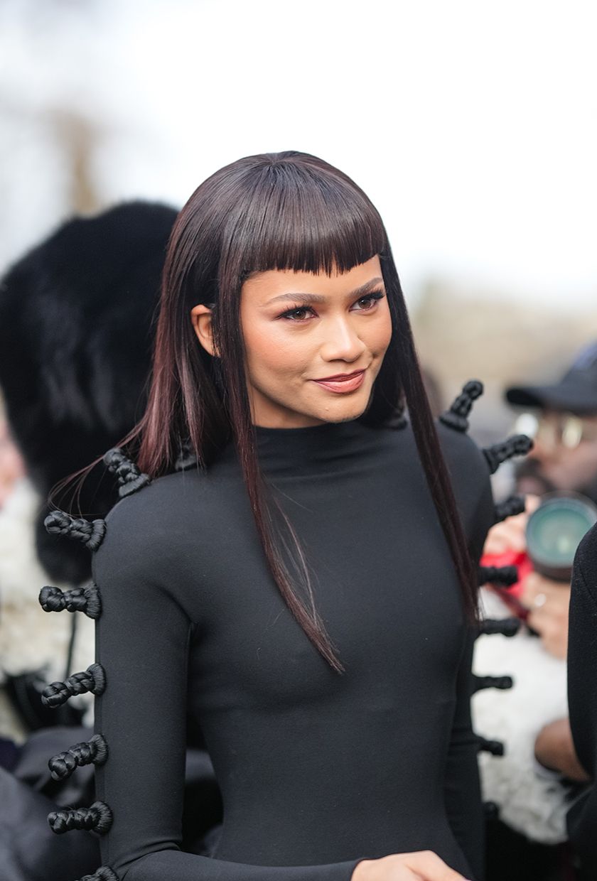 Zendaya with burgundy brunette hair