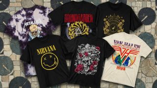 Music t-shirts header image with Louder background