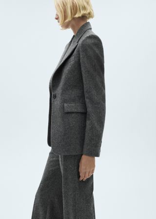 Flecked Wool-Blend Suit Blazer