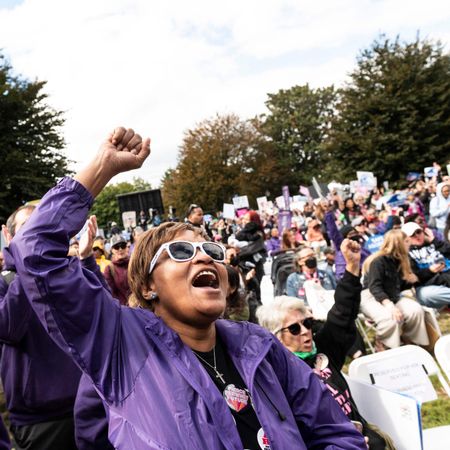 A woman marching for women's rights