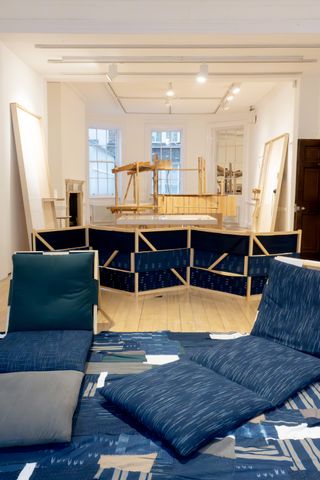 AA show Distillation of Architecture view of exhibition showing timber structures