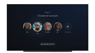 Chromecast med Google TV brugere vist på en tv-skærm