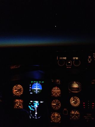 Jupiter and Venus Seen from a 747 Cockpit