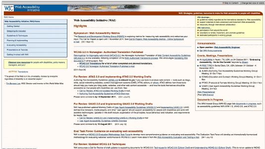 Check out the Web Accessibility Initiative to learn more
