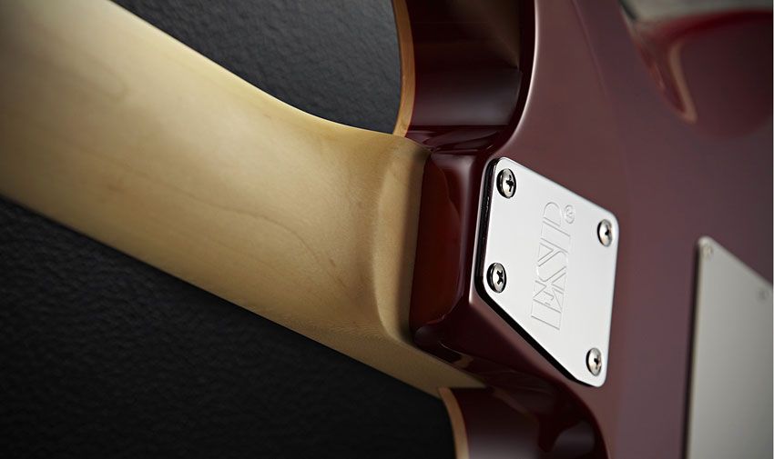 The shaped heel allows serious shredders access all the way up to the 24th fret