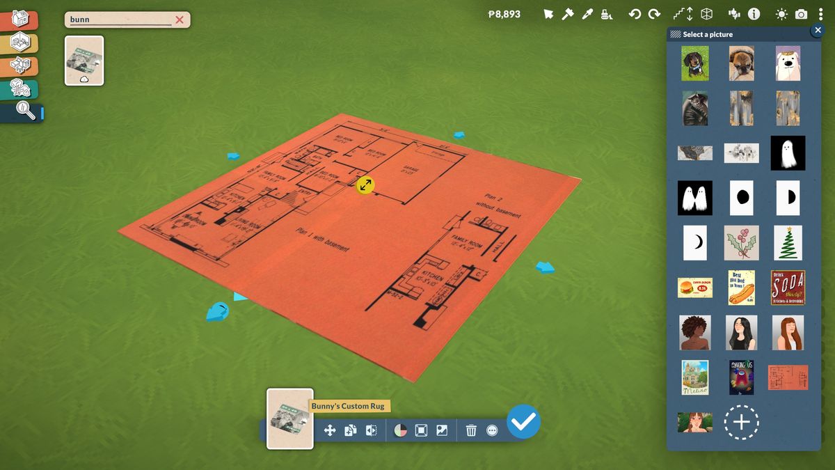 Paralives - A modded custom rug using an image of a house blueprint