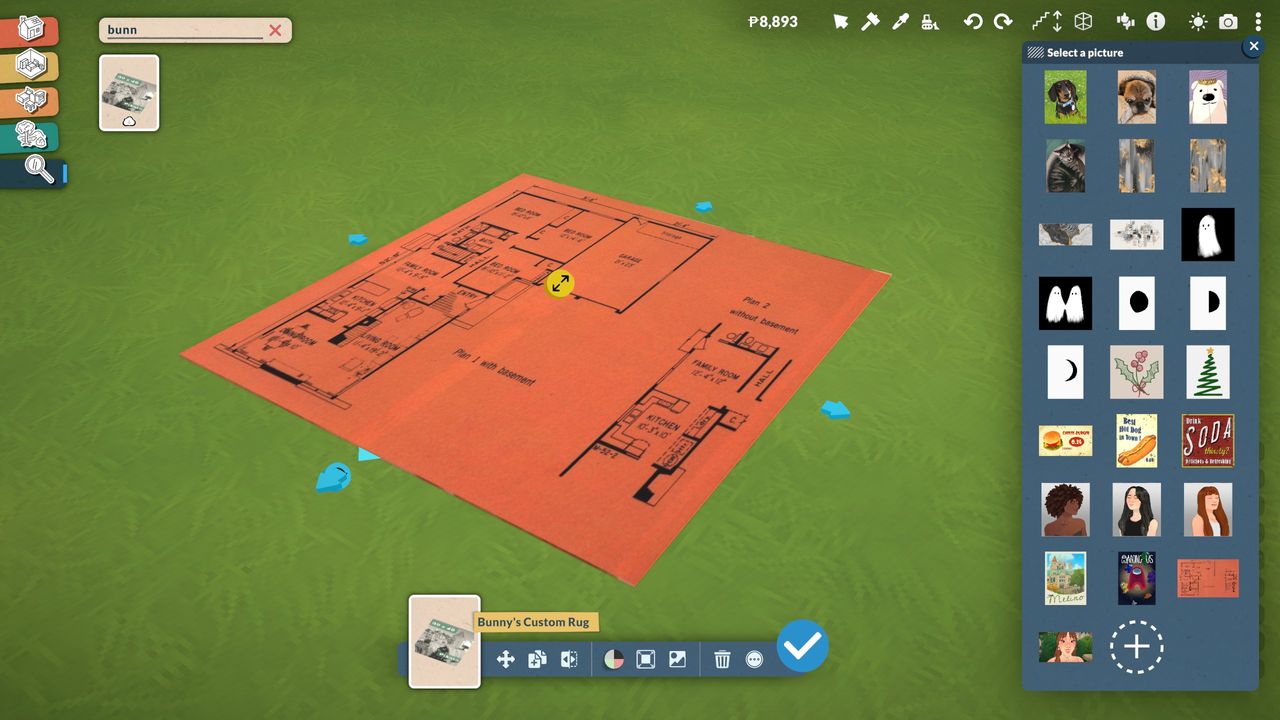 Paralives - A modded custom rug using an image of a house blueprint