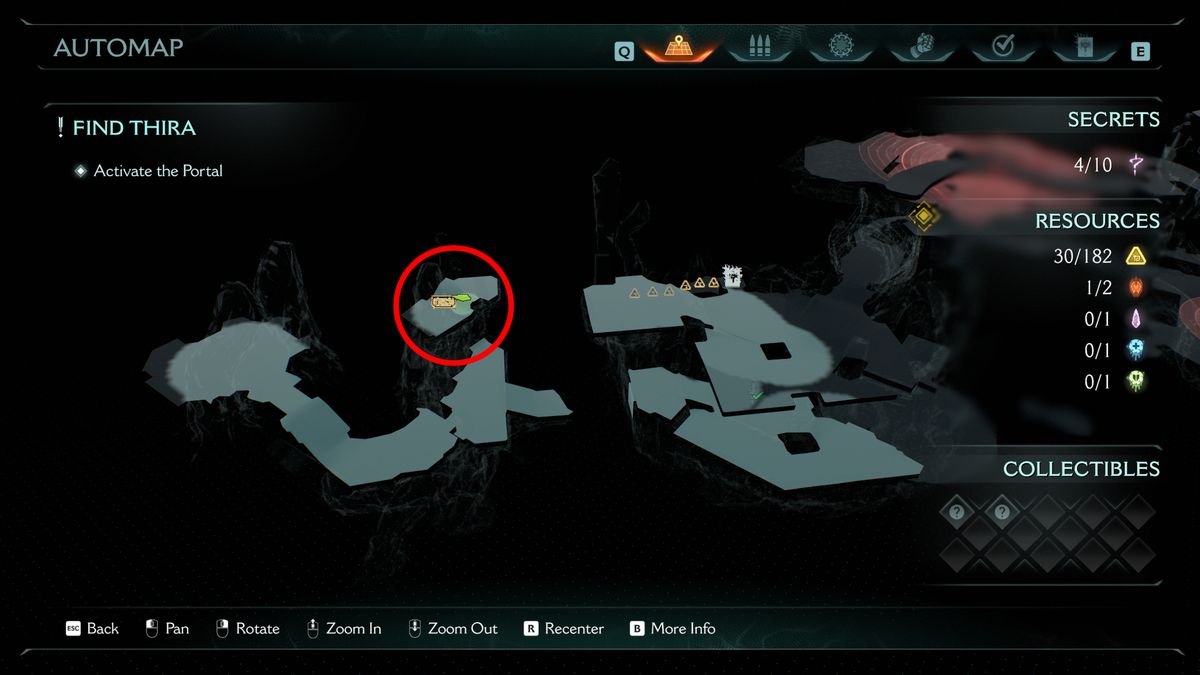 Doom: The Dark Ages Chapter 15 secrets City of Ry'uul - A map highlighting a gold chest location inside a cave.