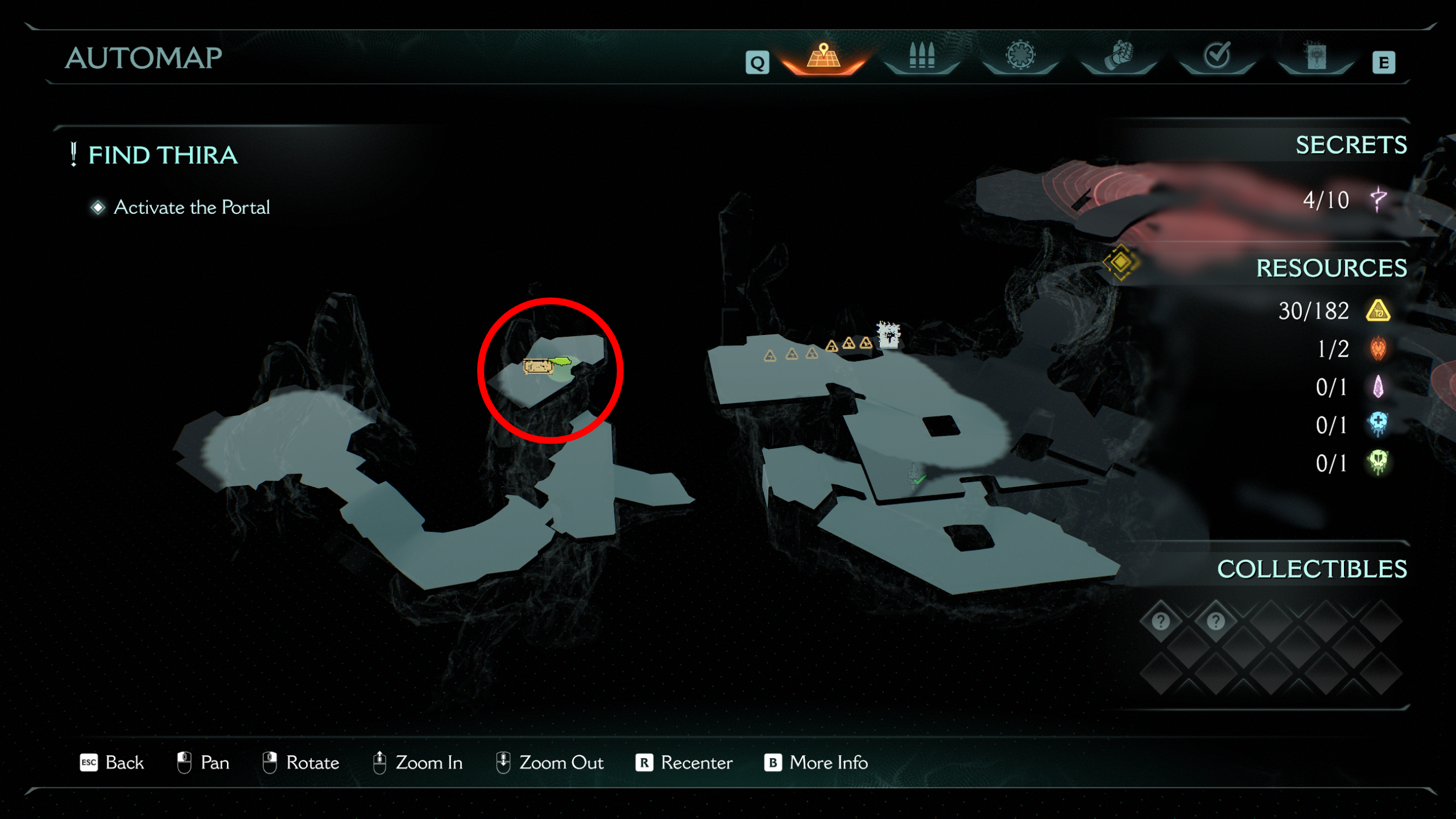 Doom: The Dark Ages Chapter 15 secrets City of Ry'uul - A map highlighting a gold chest location inside a cave.
