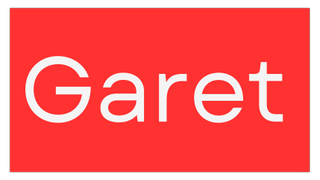 White and yellow text on a red background displaying the sans serif font Garet.