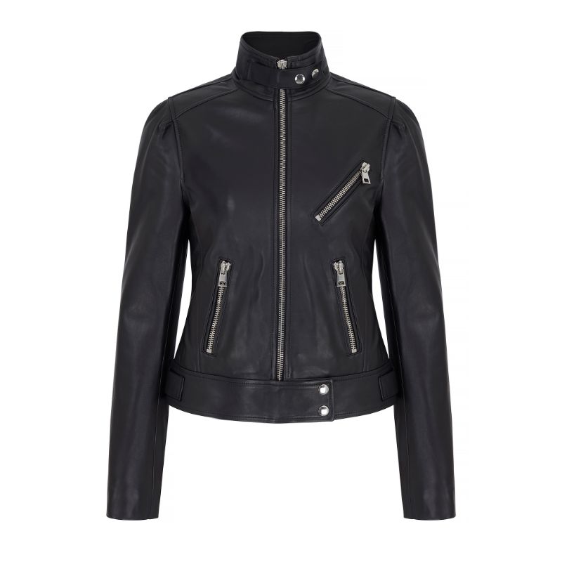 black leather jacket