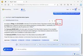 Bing Chat copy option