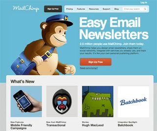 MailChimp's homepage has personality in buckets