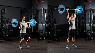 Man demonstrates two positions of the push press