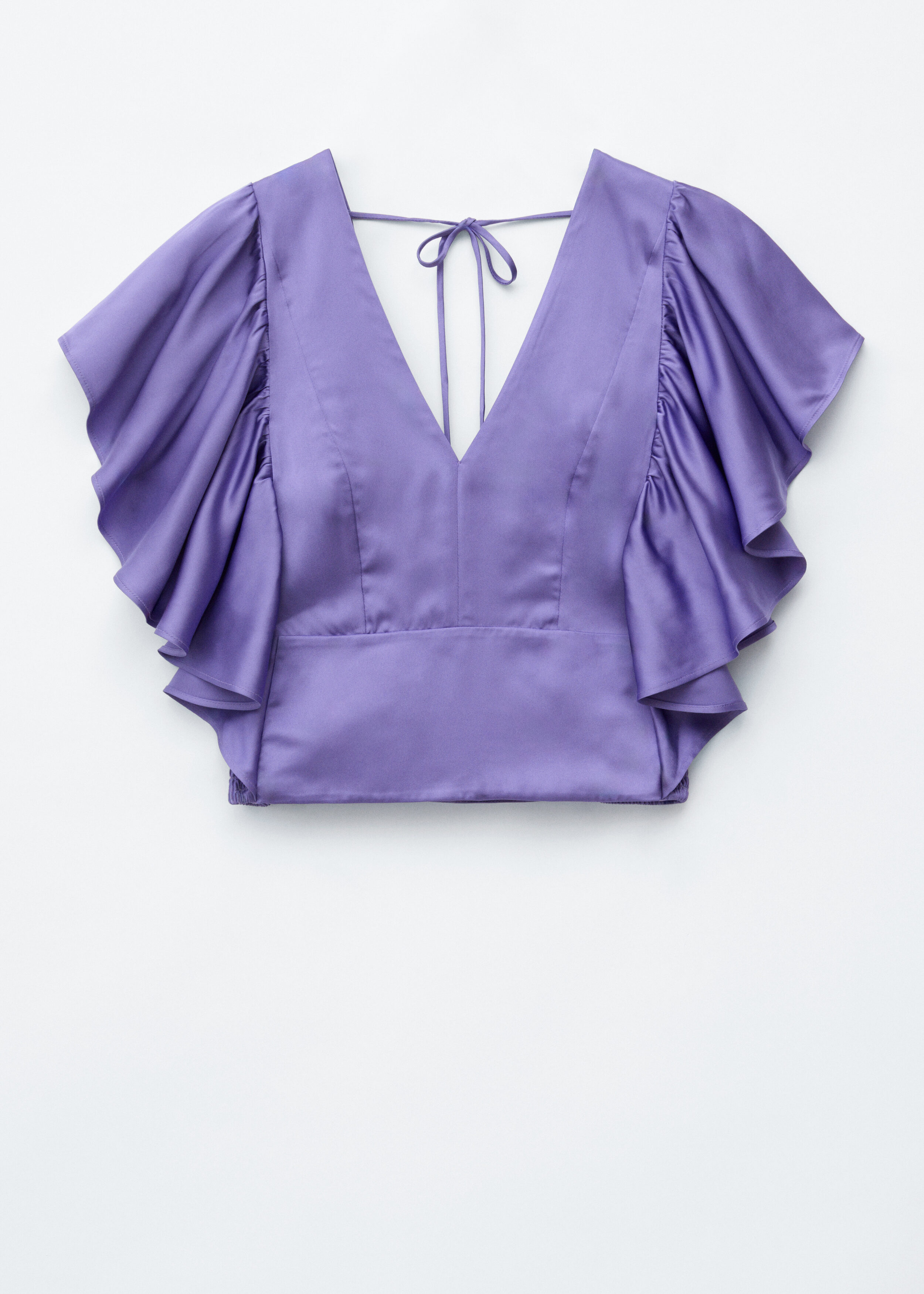 Ruffle V-Neck Blouse - Purple