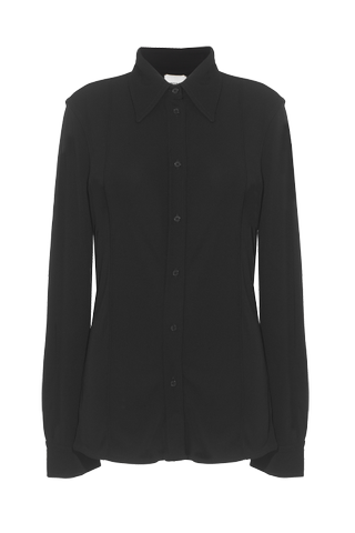 The Carol Jersey Shirt in Black Viscose Crepe — Refine