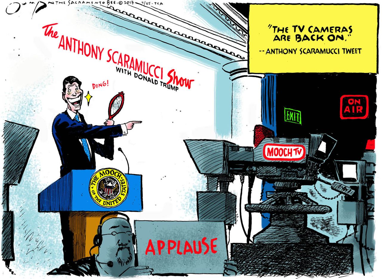 Political cartoon U.S. Scaramucci tweets reality TV