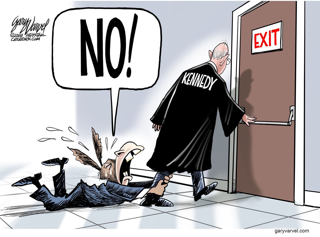 Political Cartoon U.S. Anthony Kennedy retirement Supreme Court Democrats