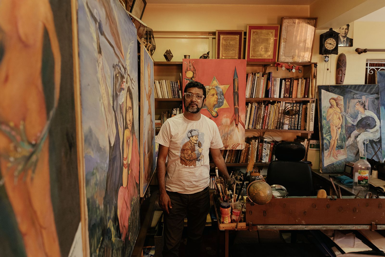 We visit the late artist Manuj Babu Mishra’s studio in Nepal, a treasure frozen in time