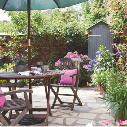 patio with table and chairs