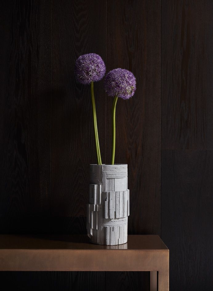 A monumental concrete vase