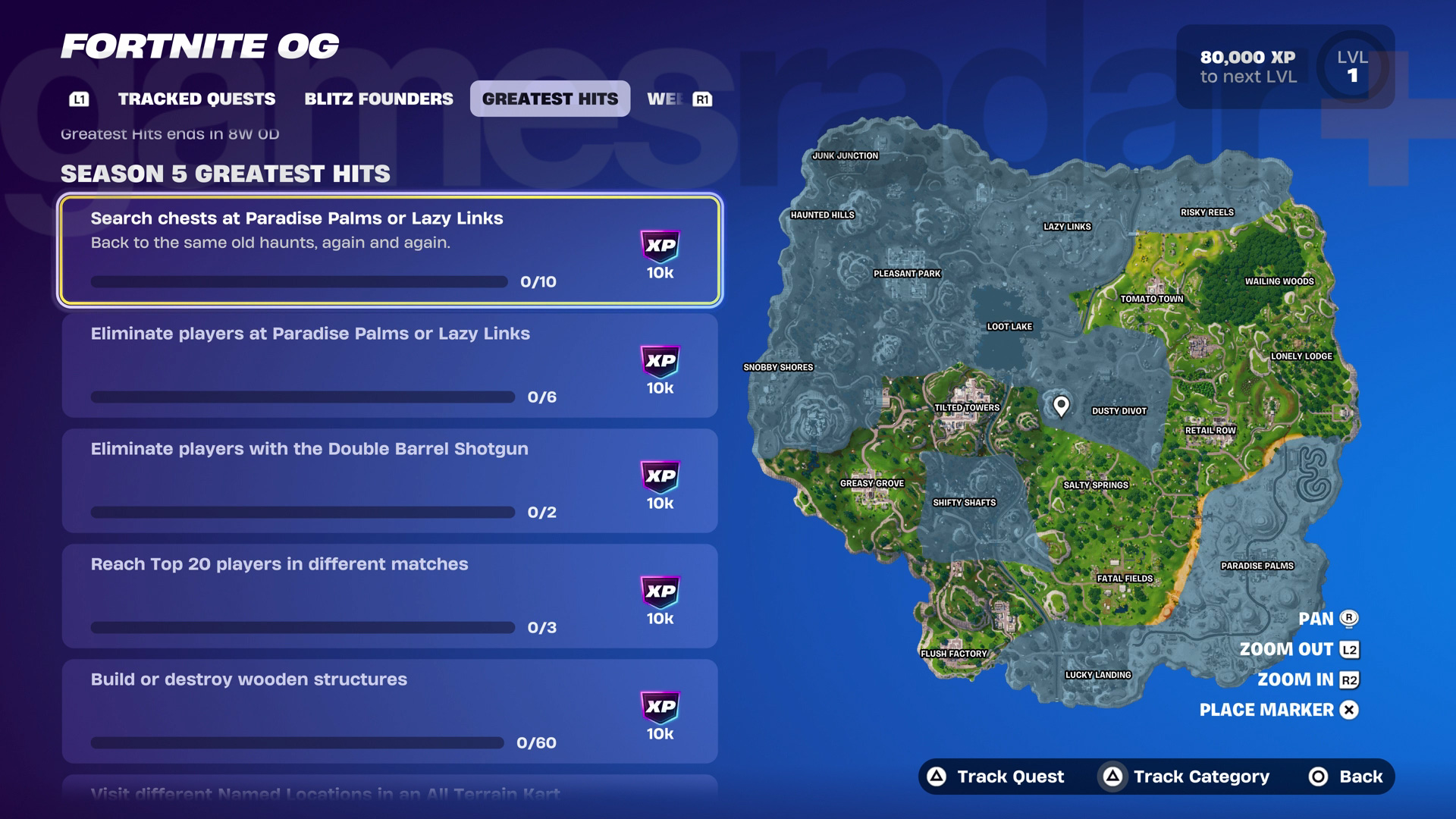 Fortnite OG Season 5 Greatest Hits Quests Chapter 6 Season 4