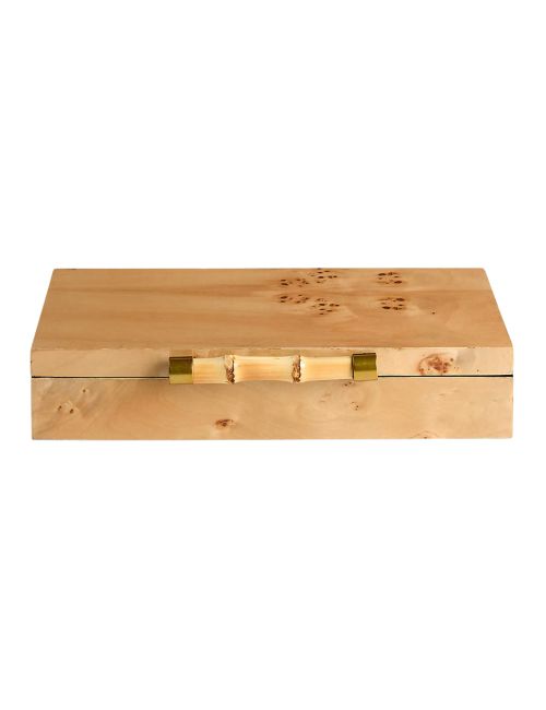 Crate & Barrel | Volos Small Burl Wood Lidded Decorative Storage Box