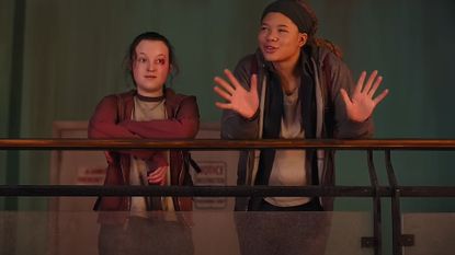 Bella Ramsey as Ellie and Storm Reid as Riley in The Last of Us